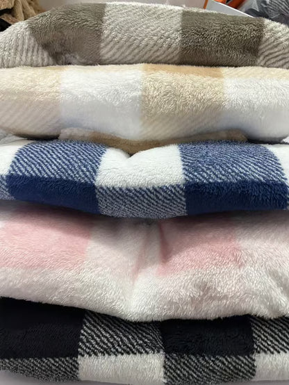 Women's Plaid Print Half Zip Drop Shoulder Fleece Sweatshirt